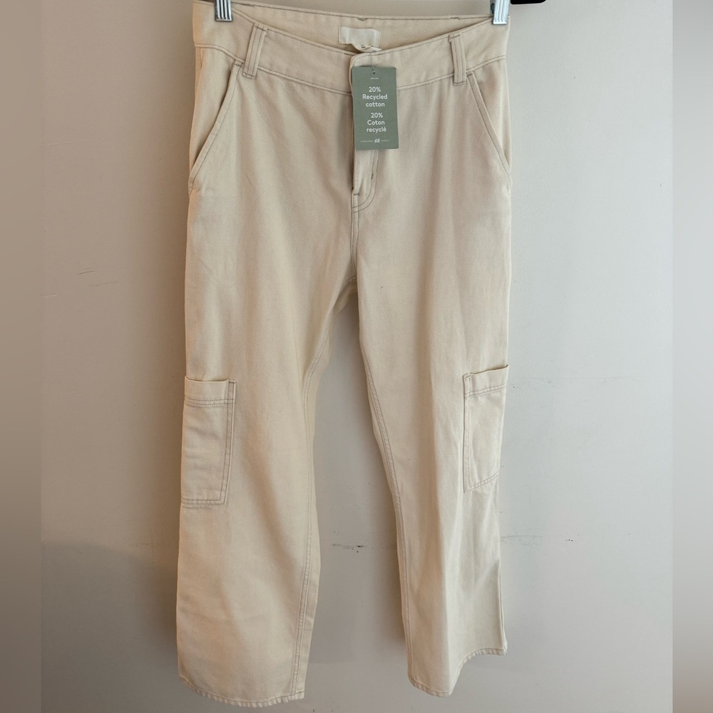 NWT Ecru/White Denim Cargo Jeans/Pants
